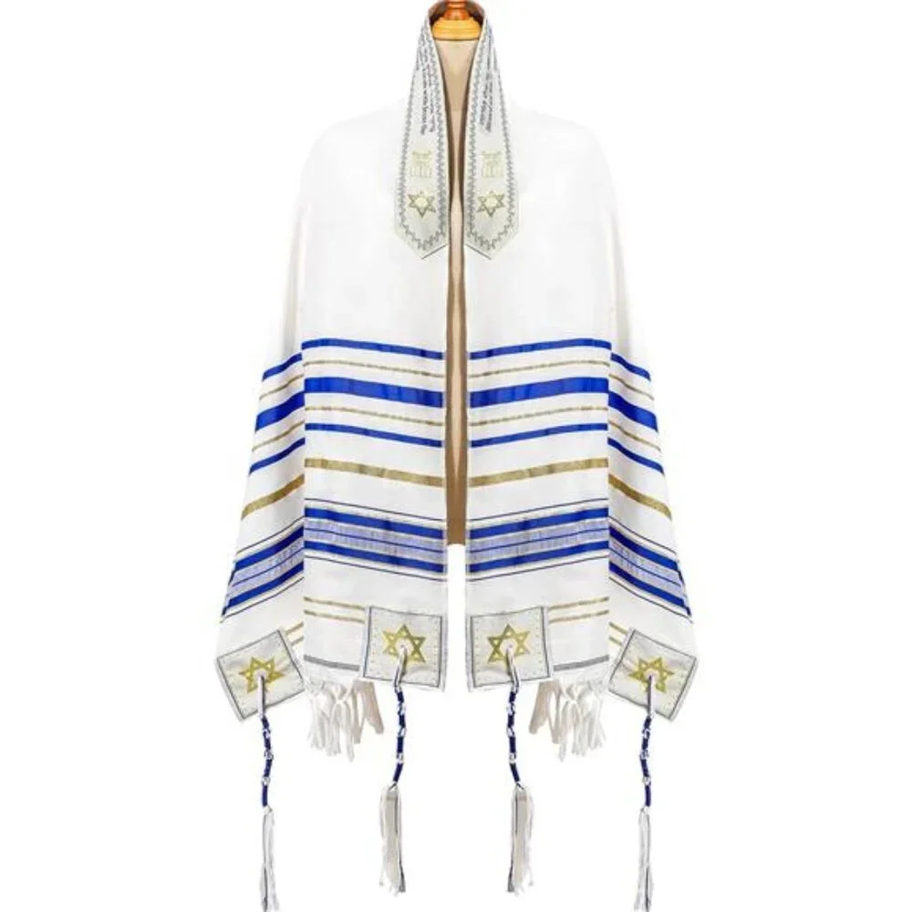 blue men's prayer shawl Christian prayer scarf jewish tzitzit tallit cloth